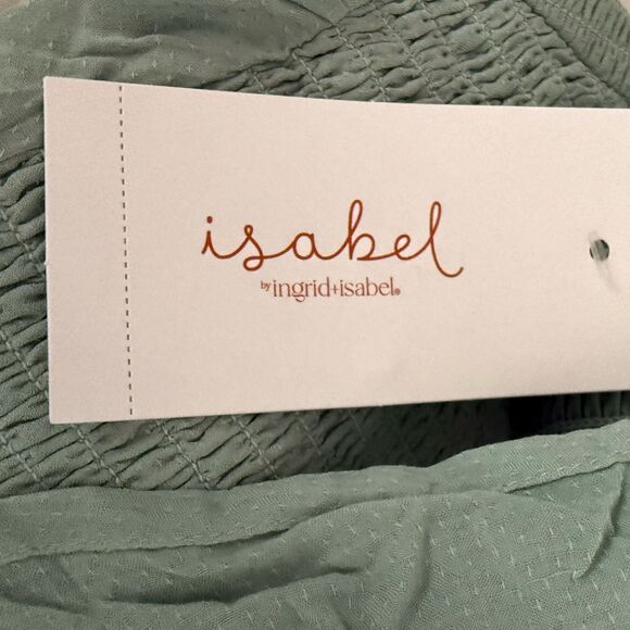 Isabel Maternity Long Sleeved Stretch Smocked Woven Shirt Blue Green Size XS NEW - Picture 6 of 8